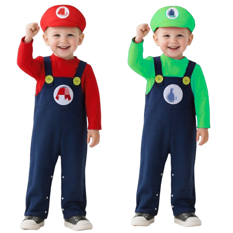 Baby Clothing - Bebek Tesisatçı Kostümü Kırmızı Yeşil Anime